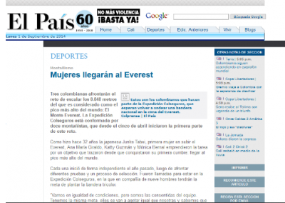 El País: Mujeres llegarán al Everest