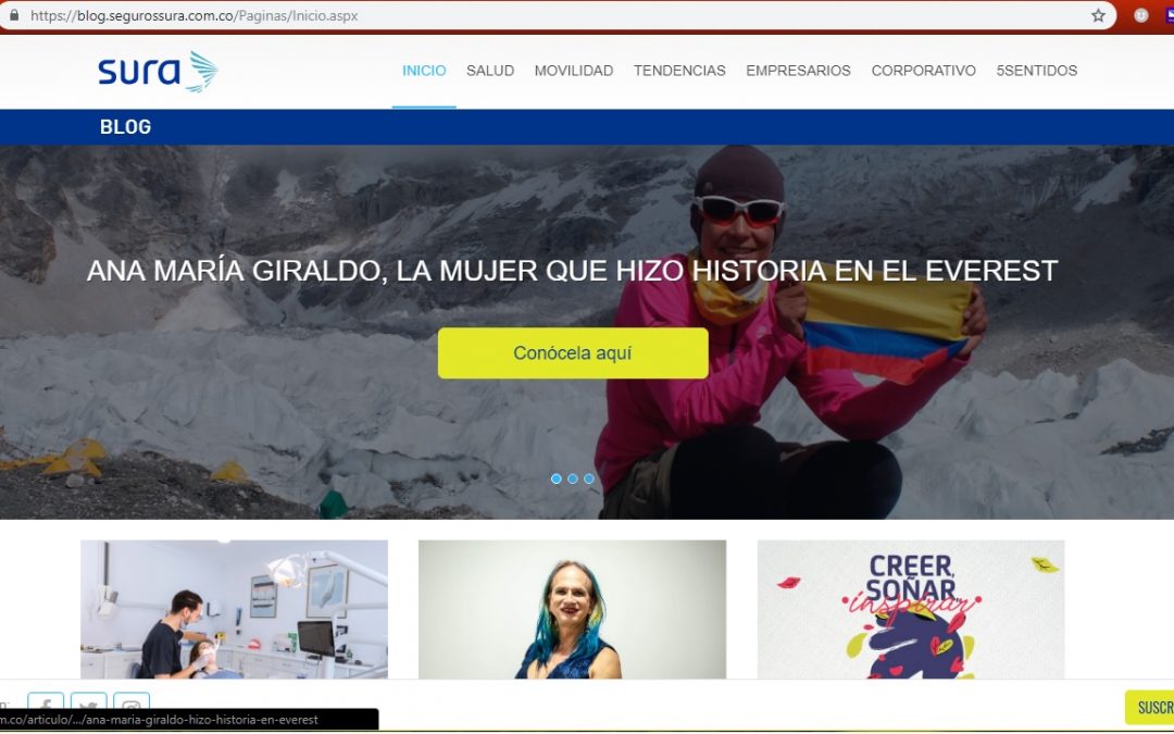 Blog Seguros SURA: Ana María Giraldo, la mujer que hizo historia en el Everest